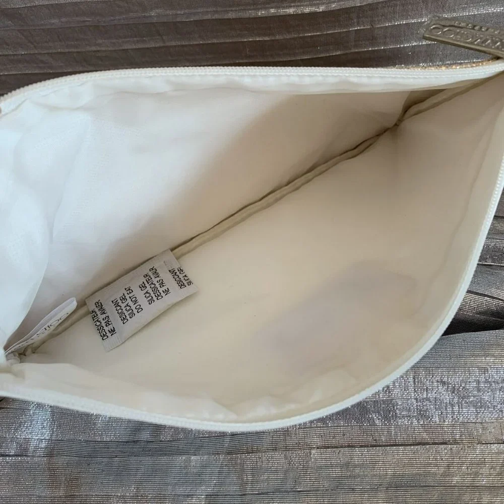 Jimmy Choo Parfums White & Gold Makeup Pouch, Cosmetic Travel Bag / Purse Clutch